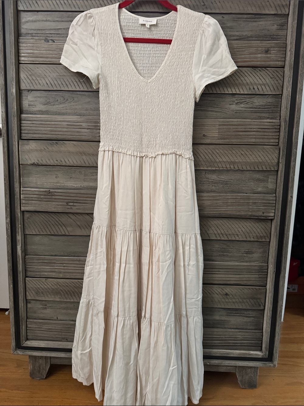 Bohme Smocked V-Neck Maxi Dress